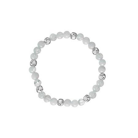 Pierścionek elastyczny kamienie naturalne muszla biała