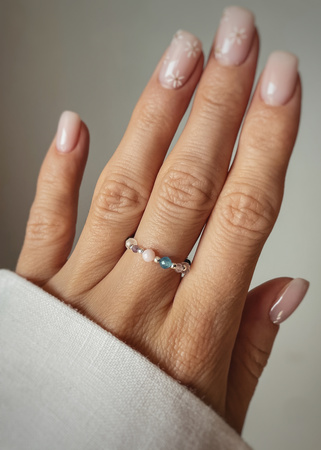 Pierścionek elastyczny znak zodiaku Ryby srebrne