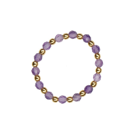 Pierścionek elastyczny kamienie naturalne ametyst