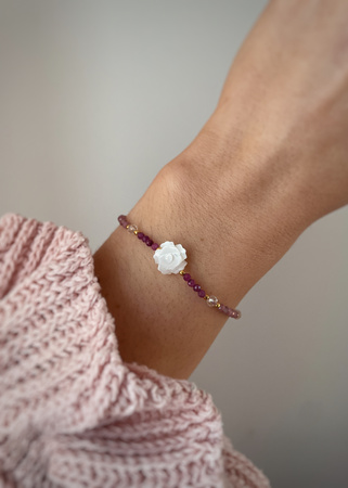 Bracelet Natural Stones Rose Quartz and Rhodochrosite
