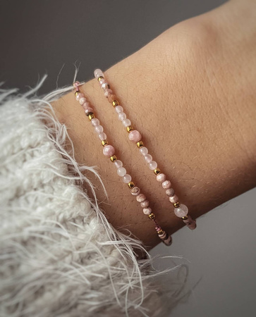 Bracelet Natural Stones Rose Quartz and Rhodochrosite