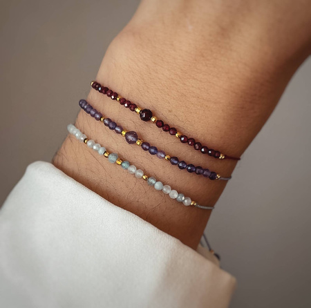 Bransoletka Kamień Urodzeniowy - Luty pozłacana