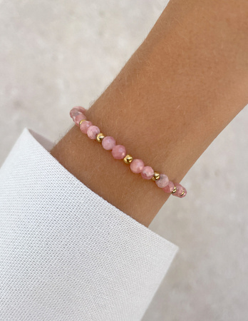 Bransoletka na gumce z rodochrozytu z hematytem - miłość, ochrona, uzdrowienie