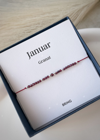 Bransoletka Kamień Urodzeniowy - Styczeń srebrna