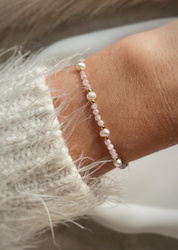 Bracelet Natural Stones Rose Quartz and Rhodochrosite