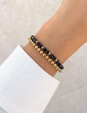 Bransoletki na gumce - czarny turmalin z hematytem