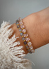 Bracelet and Ring Set - Rose Quartz, Rhodochrosite and Mother of Pearl