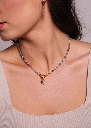 Naszyjnik agat botswana toggle z zawieszką