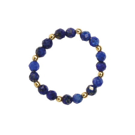 Elastic ring with natural lapis lazuli stones