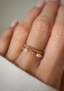 Set of Three Elastic Natural Stone Rings - Champagne Cubic Zirconia and Rhodonite