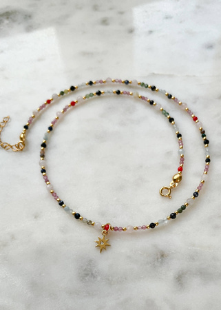 Naszyjnik Znak Zodiaku Waga Kamienie Naturalne z Zawieszką