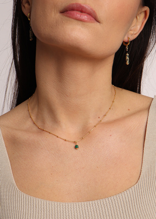 Necklace made of natural stones dendritic agate gold-plated toggle with a pendant