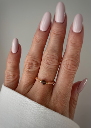 Pierścionek elastyczny kwarc dymny kamień słoneczny