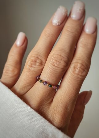 Pierścionek elastyczny znak zodiaku Baran pozłacany