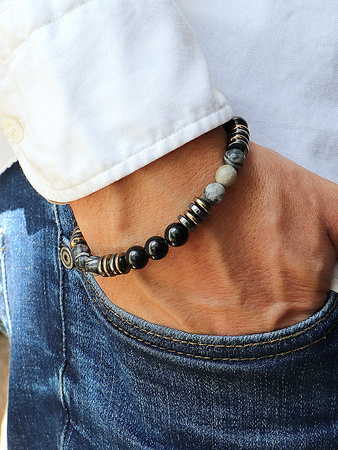 Bransoletka męska - czarny turmalin, jaspis, hematyt