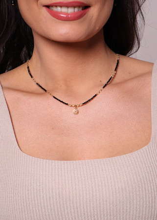 Naszyjnik czarny turmalin cytryn z zawieszką ochrona i dobrobyt