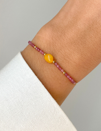 Bracelet Natural Stones Rose Quartz and Rhodochrosite