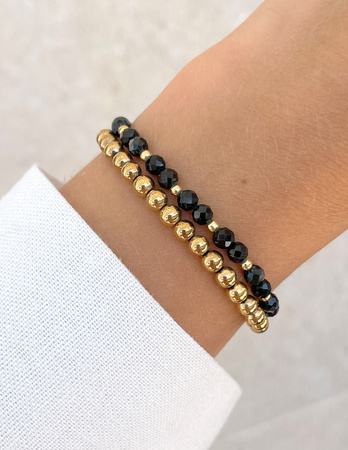 Bransoletki na gumce - czarny turmalin z hematytem