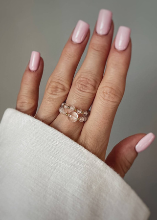 Zestaw Dwóch Pierścionków Elastycznych z Kamieni Naturalnych - Kryształ Górski