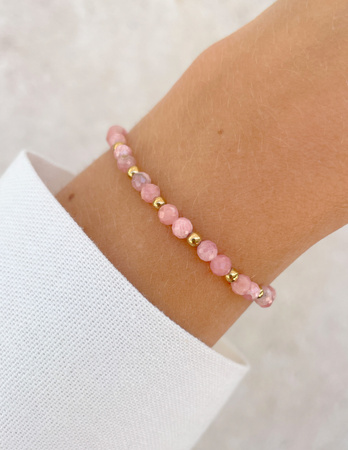 Bransoletka na gumce z rodochrozytu z hematytem - miłość, ochrona, uzdrowienie