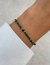 Bransoletka na nici z czarnym turmalinem i malachitem - ochrona,  odwaga, determinacja