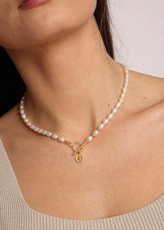 Naszyjnik Perły Naturalne "Anna" Pozłacany z Zawieszką