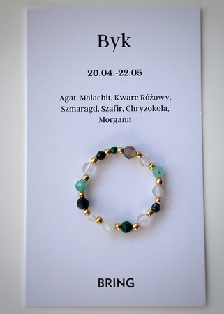 Pierścionek elastyczny znak zodiaku Byk pozłacany