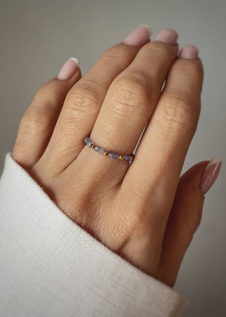 Pierścionek Elastyczny Kamienie Naturalne Tanzanit 2mm