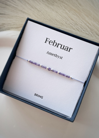 Bransoletka Kamień Urodzeniowy - Luty srebrna