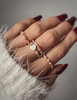 Elastic Ring Natural Stones Rose Quartz, Rhodochrosite, Mother of Pearl