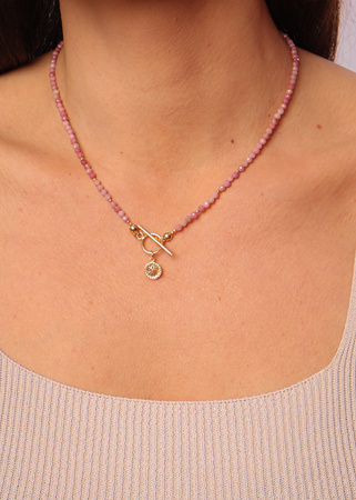 Naszyjnik rodonit toggle z zawieszką