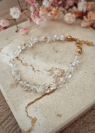 Bransoletka pozłacana z kamieni naturalnych Kryształ Górski sieczka