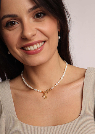 Naszyjnik perły naturalne Emma Pozłacany z zawieszką