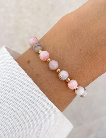 Bransoletka na gumce z opalu z hematytem - ochrona, optymizm, kreatywność