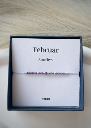 Bransoletka Kamień Urodzeniowy - Luty srebrna