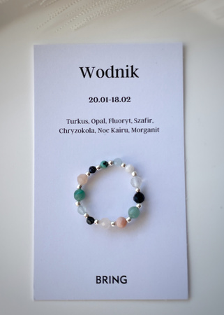 Pierścionek elastyczny znak zodiaku Wodnik srebrny