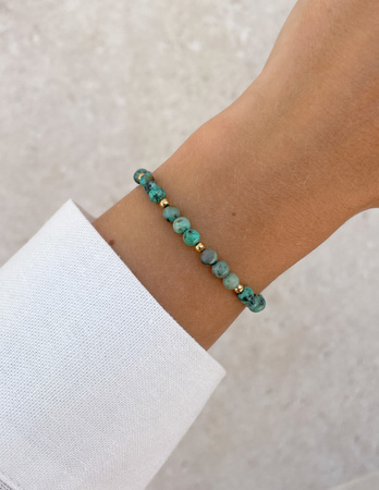 Bransoletka na gumce z turkusu z hematytem - ochrona, przyjaźń, kreatywność
