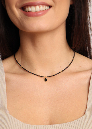 Naszyjnik z kamieni naturalnych spinel zawieszka onyks