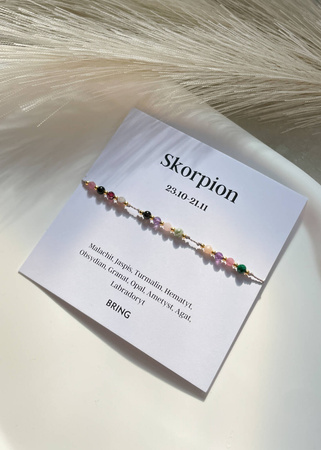 Bransoletka znak zodiaku Skorpion pozłacane kulki