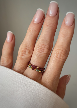 Zestaw dwóch pierścionków elastycznych szmaragd granat