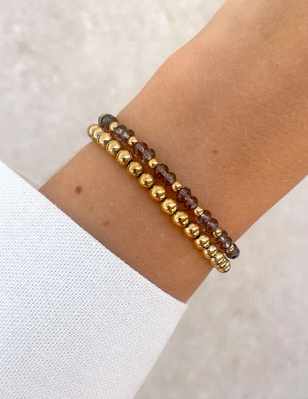 Bransoletki na gumce - jadeit brązowy z hematytem