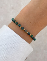 Malachit-Gummiband-Armband mit Hämatit - Schutz, Glück, Fülle, Optimismus