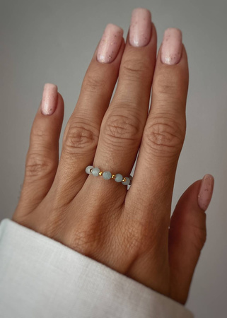Pierścionek Elastyczny Kamienie Naturalne Amazonit