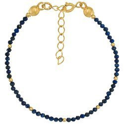 Bransoletka srebrna z kamieni naturalnych lapis lazuli 2 mm