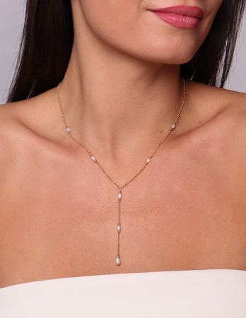 Necklace made of natural stones dendritic agate gold-plated toggle with a pendant