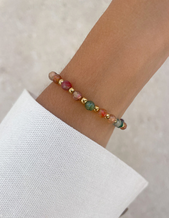 Bransoletka na gumce z mixu agatu z hematytem - ochrona, miłość, dostatek