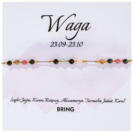 Bransoletka znak zodiaku Waga pozłacane kulki