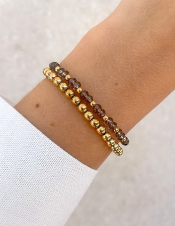 Bransoletki na gumce - jadeit brązowy z hematytem