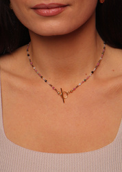 Necklace Capricorn Zodiac Sign Natural Stones Gold-Plated Toggle