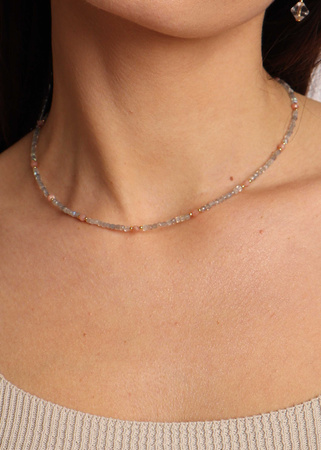 Naszyjnik Labradoryt i Rodochrozyt